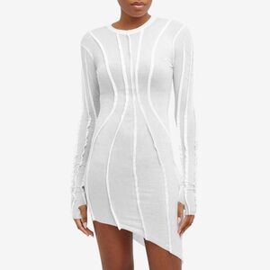 Sami Miro Vintage White Asymmetric Baby Rib Mini Dress